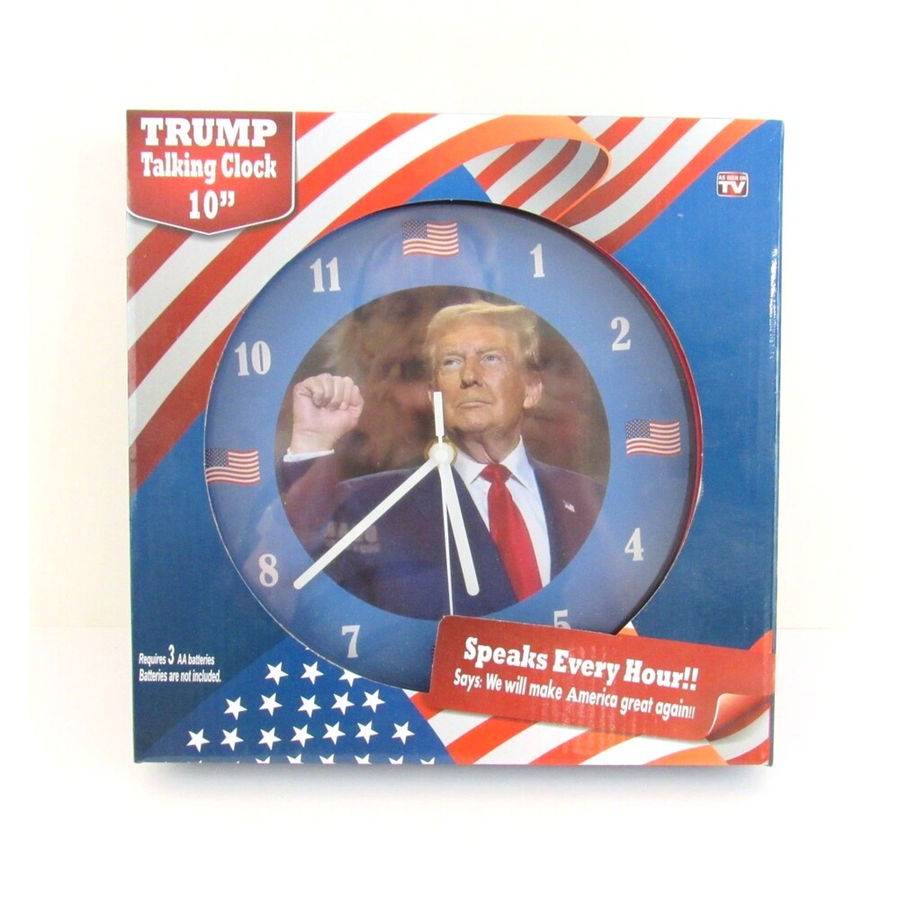 Trump Talking Wall Clock 10" Speaks Each Hour We Will Make America Great Again